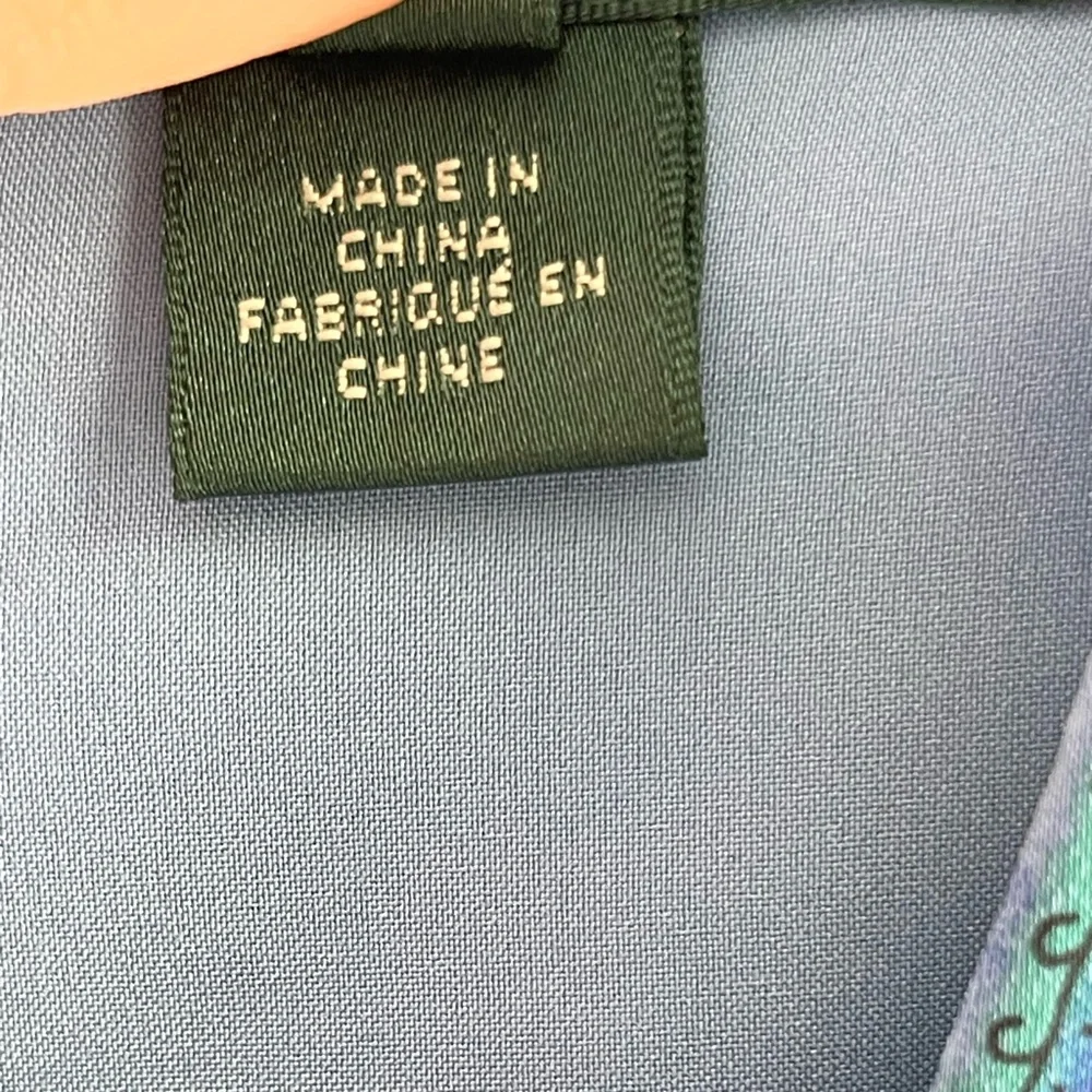 Lauren by Ralph Lauren Green & Blue Paisley Sleeveless Satin Faux Wrap Dress - Picture 3 of 12